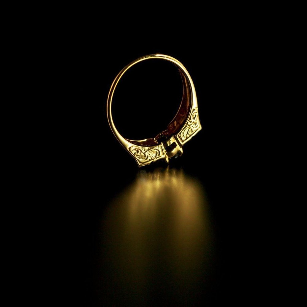 Russian Alexandrite Diamond 18k Yellow Gold Ring - Picture 6 of 7